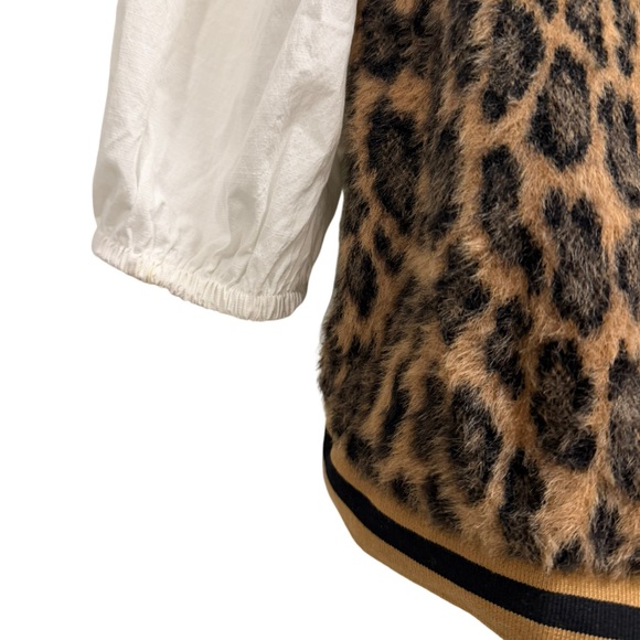 VOY Textured Leopard Print Puff Sleeve Shirt Size Medium - Picture 5 of 9